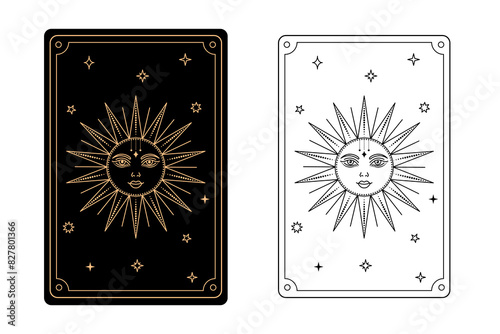 Tarot card  sun. The major arcana of a deck of  tarot cards.