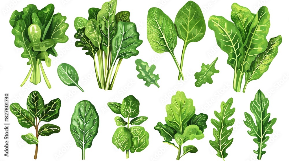 Fresh green spinach leaves on a white background Fresh green spinach leaves on a white background