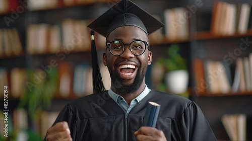 Happy male student graduate excited with college finish