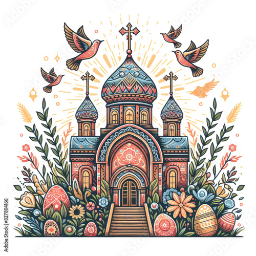 Russian orthodox church day vector in white background 