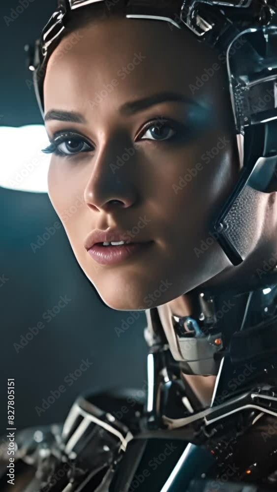 Robot girl looking at the camera. Created with Generative AI tools Robot girl looking at the camera. Created with Generative AI tools
