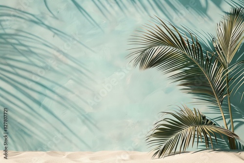 Palm leaves on a sand  high quality  high resolution