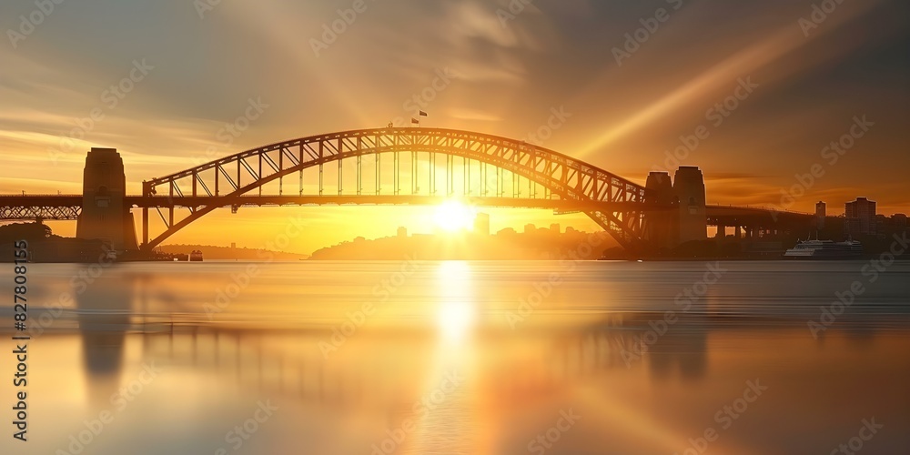 Sydney Harbour Bridge at sunset: Captured with a long exposure in Australia. Concept Travel, Landscapes, Sunsets, Long Exposure,Australia