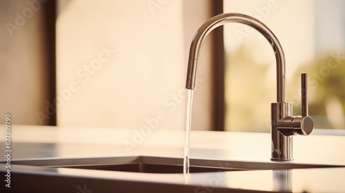  Close-up  simple background   stainless steel faucet  