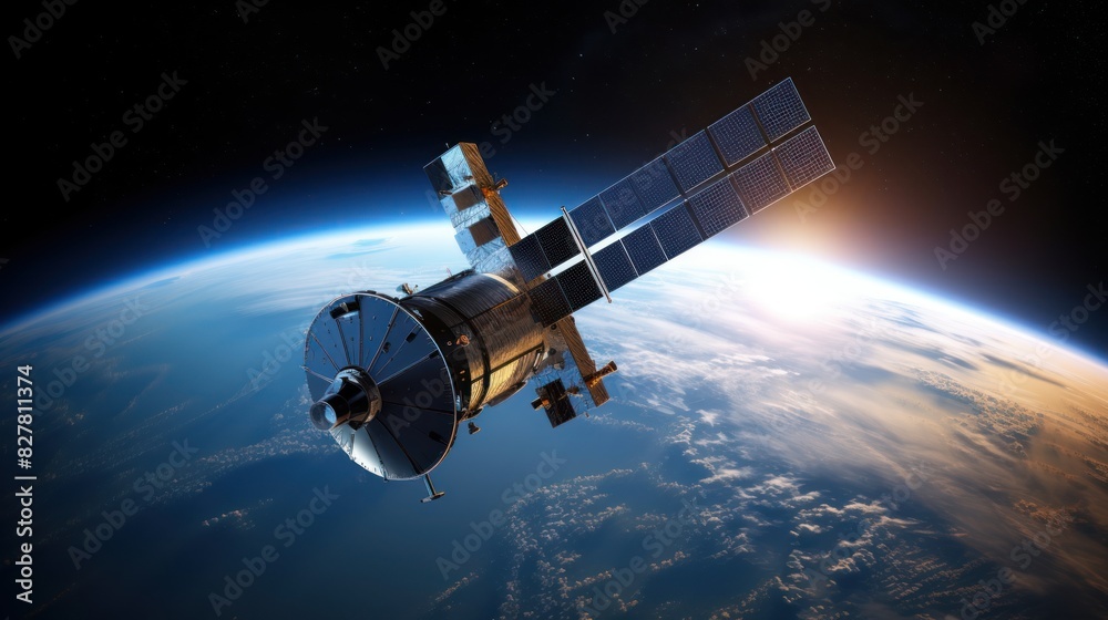 Space satellite over the planet earth