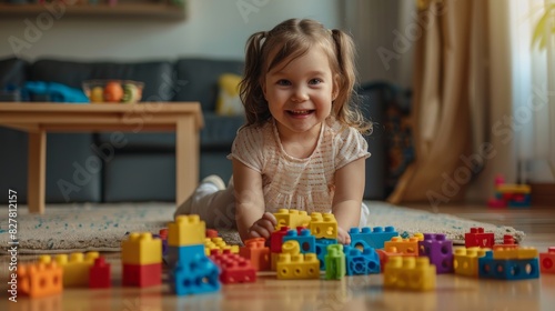 The Toddler with Colorful Blocks
