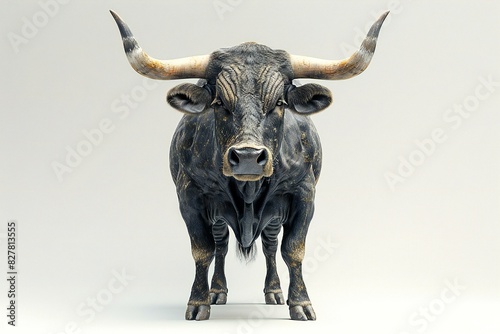 A bull that is standing on a white background, high quality, high resolution