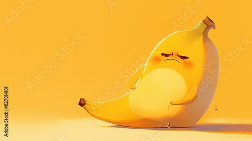 The cute cartoon banana character wore an expression of annoyance