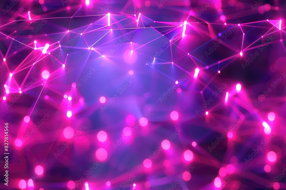Fototapeta premium Abstract background with glowing pink and blue lines and dots, creating a futuristic and dynamic effect.