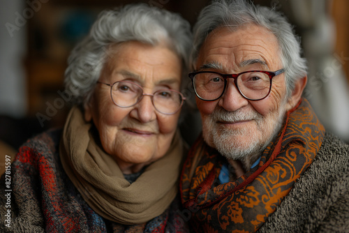 Smiling Senior People Sitting Together at Home or Social Center