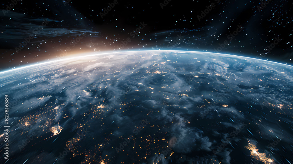 Fototapeta premium Wide angle shot of Earth from space