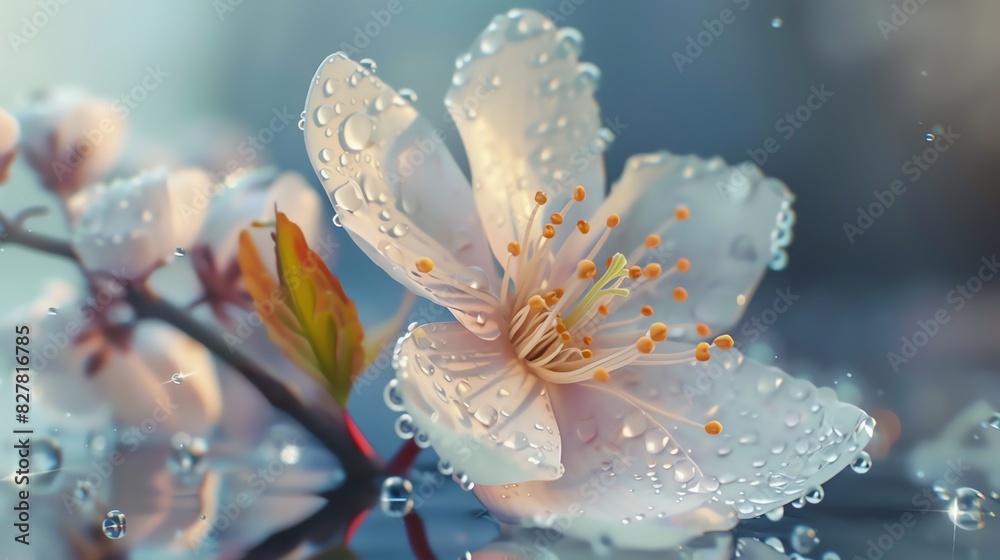 Fototapeta premium Beautiful flowers sparkling with dew drops.