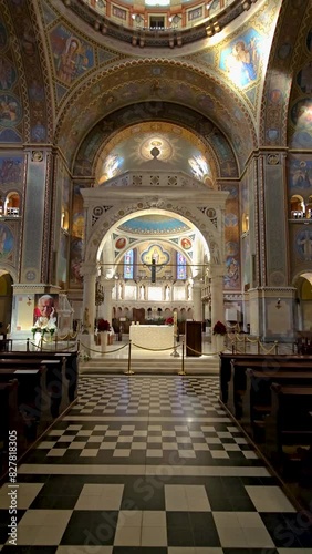 Szeged, Hungary - interior of the Votive Church and Cathedral of Our Lady of Hungary (Szeged Dom), a twin-spired church at the center of Dom square 