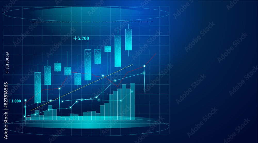 Naklejka premium Trading chart background, suitable for stock marker, forex, cryptocurrency and index. Vector illustration