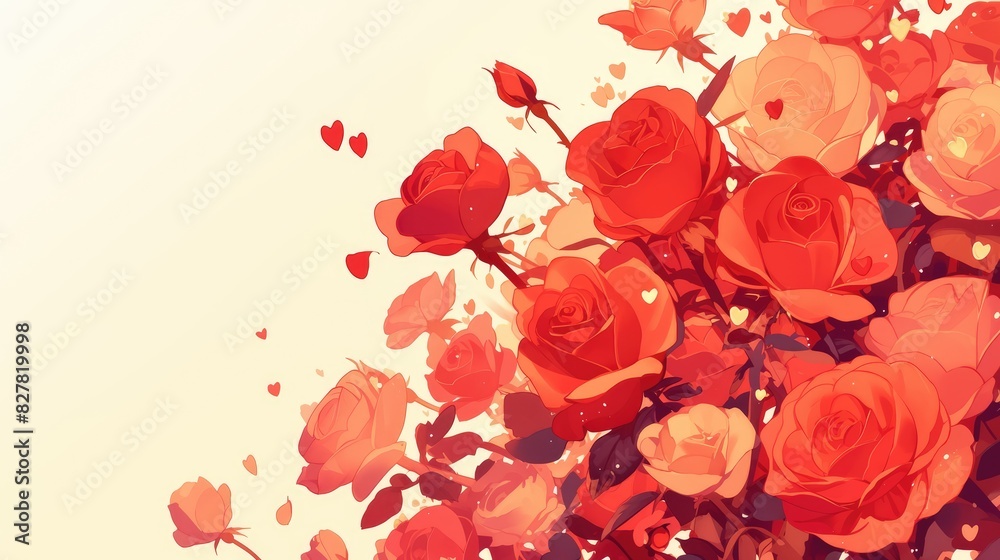 Red roses accompanied the pink card Red roses accompanied the pink card