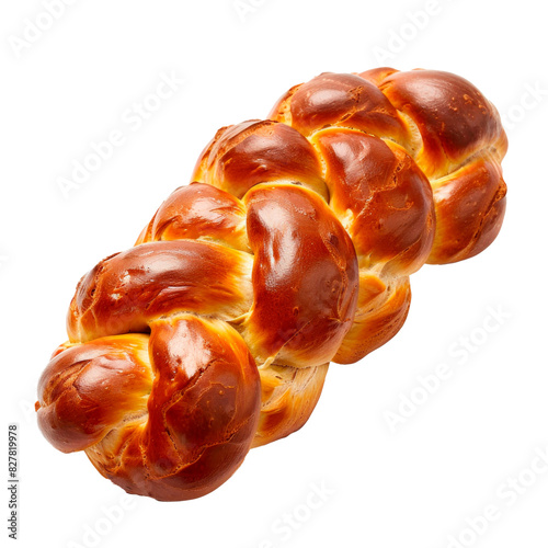 An isolated challah bread of plaited. Isolated on transparent background. photo