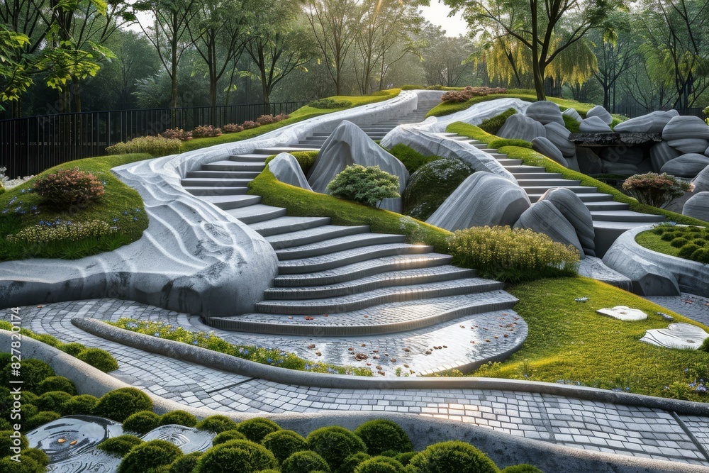 Landscaping Design Concepts: Garden, Rockery, and Water Features