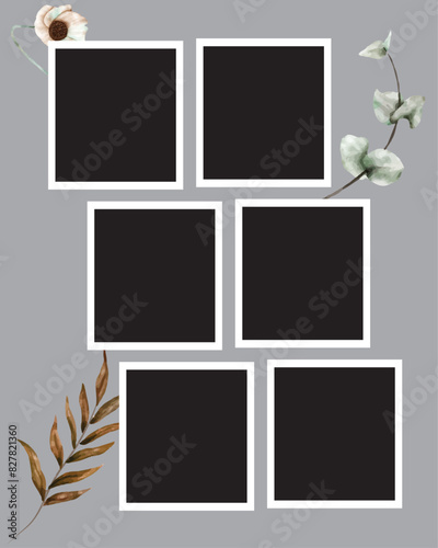 6 photo collage template. vector illustration, new collections