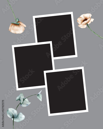 3 photo collage template. vector illustration, new collections