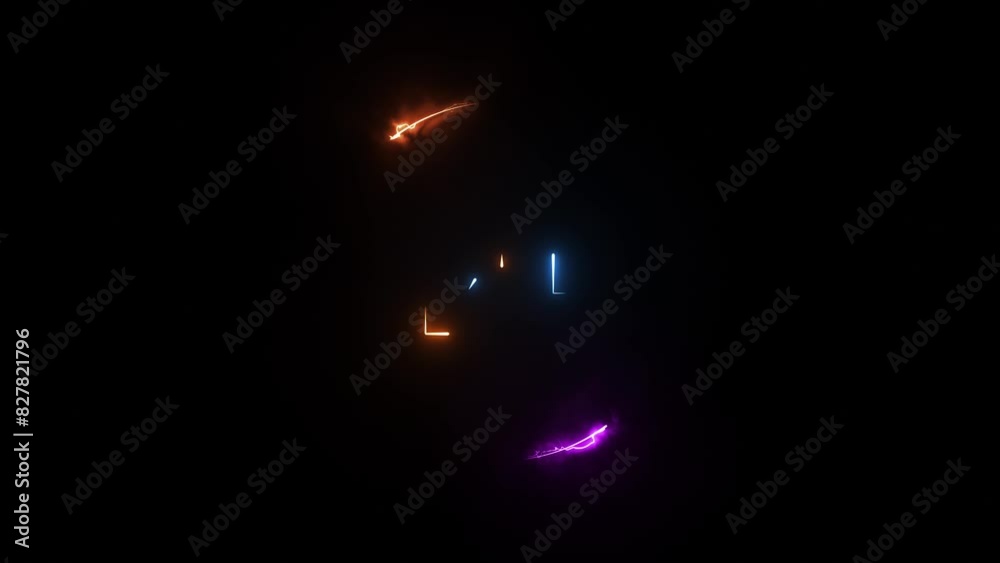 10 second countdown timer animation with neon number text glowing from 10 to 1 with interesting circle animation. Top ten countdown animation text , neon light numbers from 10 to 1