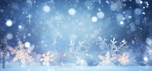christmas snowflake backgrounds, in the style of bokeh panorama.
