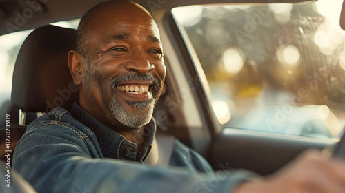 Smiling Man Driving Car photo