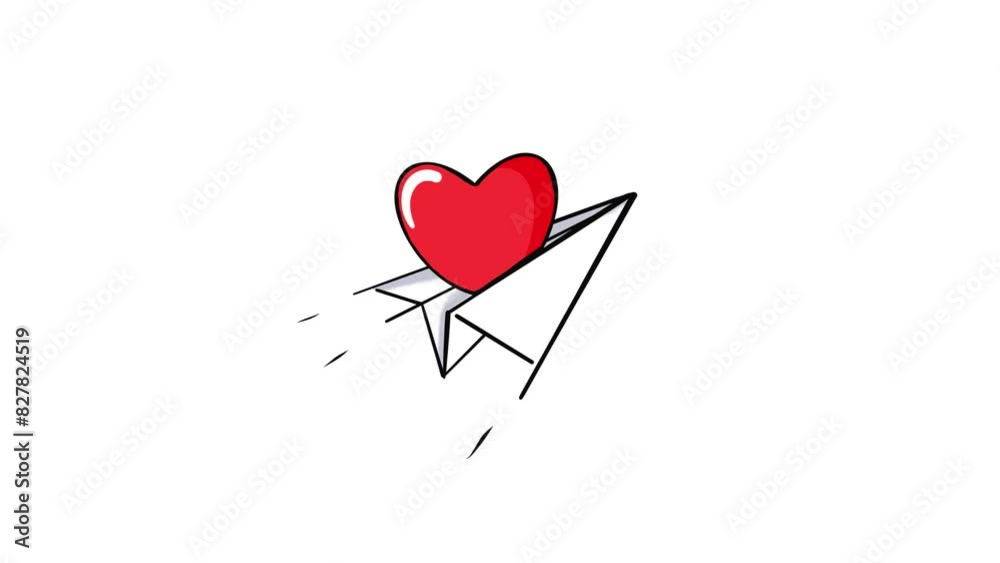 red heart on white plane papper