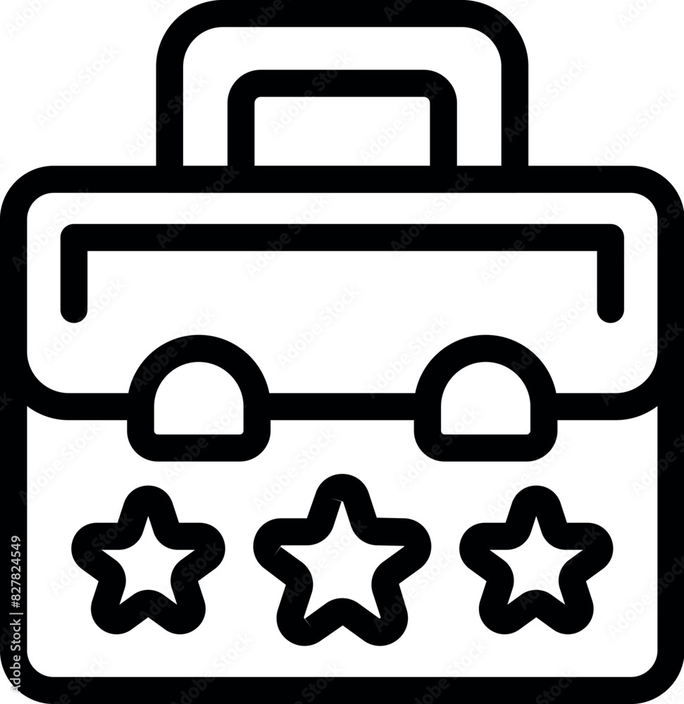 Vector icon illustration of a briefcase adorned with three stars Vector icon illustration of a briefcase adorned with three stars