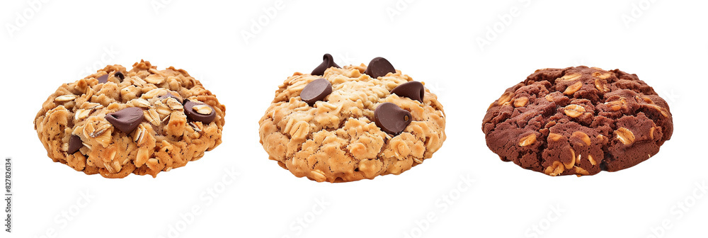 set of cookies, including chocolate chip and oatmeal, isolated on transparent background set of cookies, including chocolate chip and oatmeal, isolated on transparent background