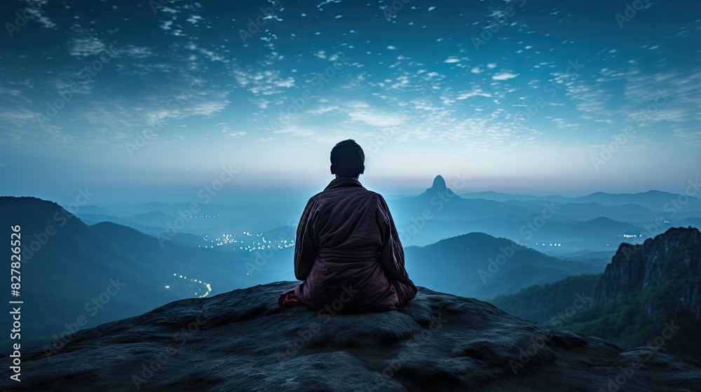 person sitting mountain UHD Wallpaper person sitting mountain UHD Wallpaper