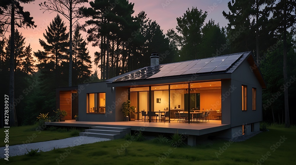 rendering of a modern house in the woods rendering of a modern house in the woods