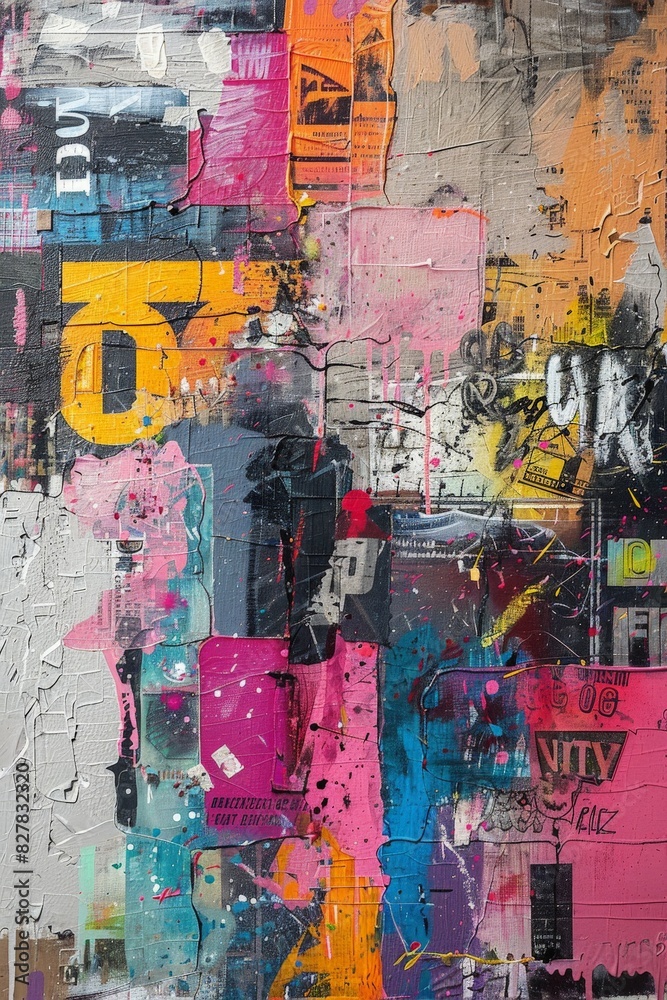 Obraz premium Vibrant Abstract Painting With Multitude of Colors