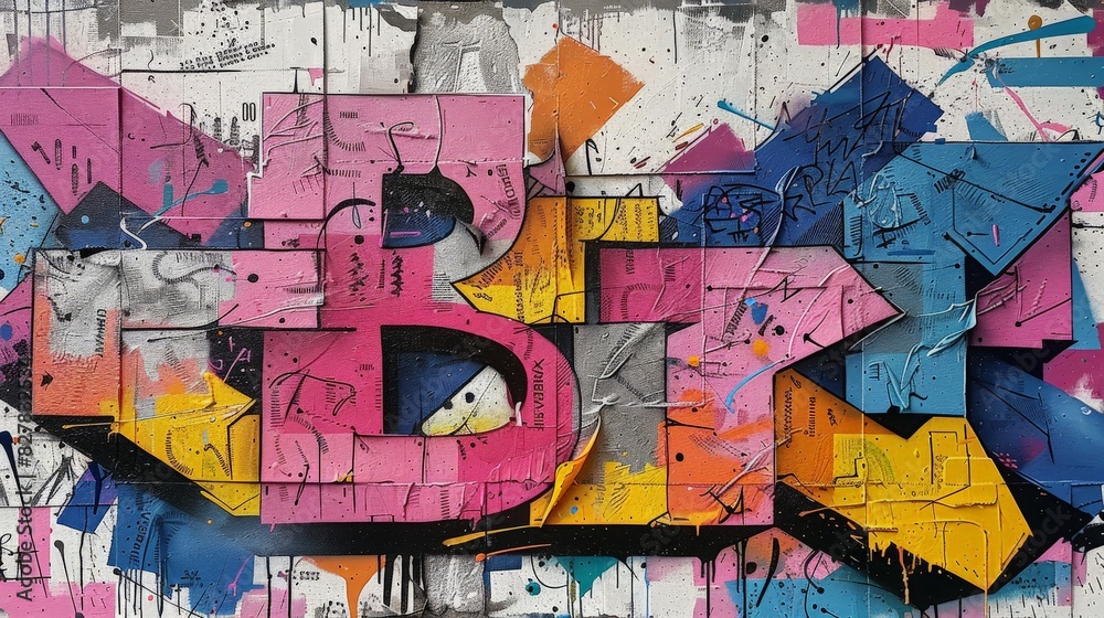 Fototapeta premium Vibrant Graffiti Art Piece on Buildings Side