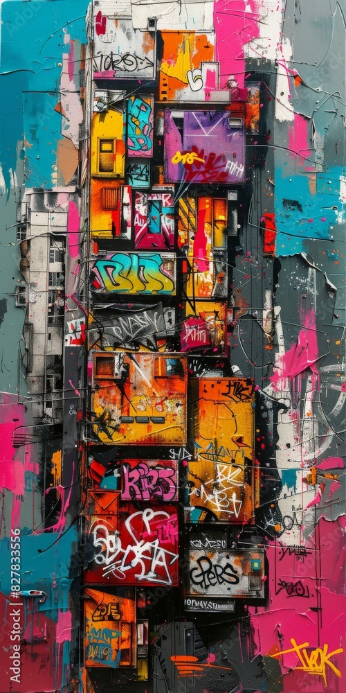 Tall Building Covered in Graffiti