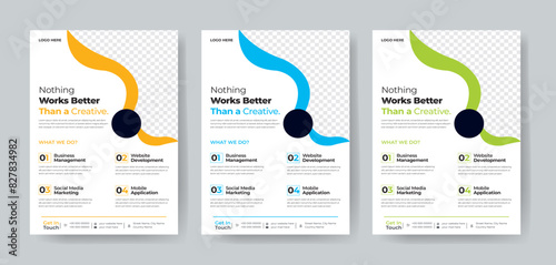 Corporate Business Flyer template layout 3 color design concept in the template.
