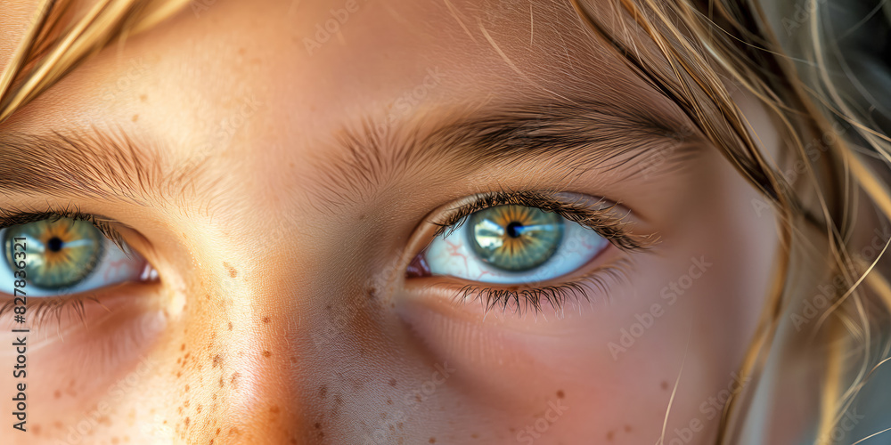 Fototapeta premium A girl with green eyes and brown hair