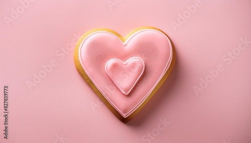 Treat, Heart-Shaped Cookie on Pastel Background