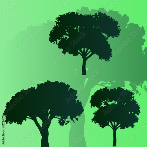 silueta arboles editable plantas
