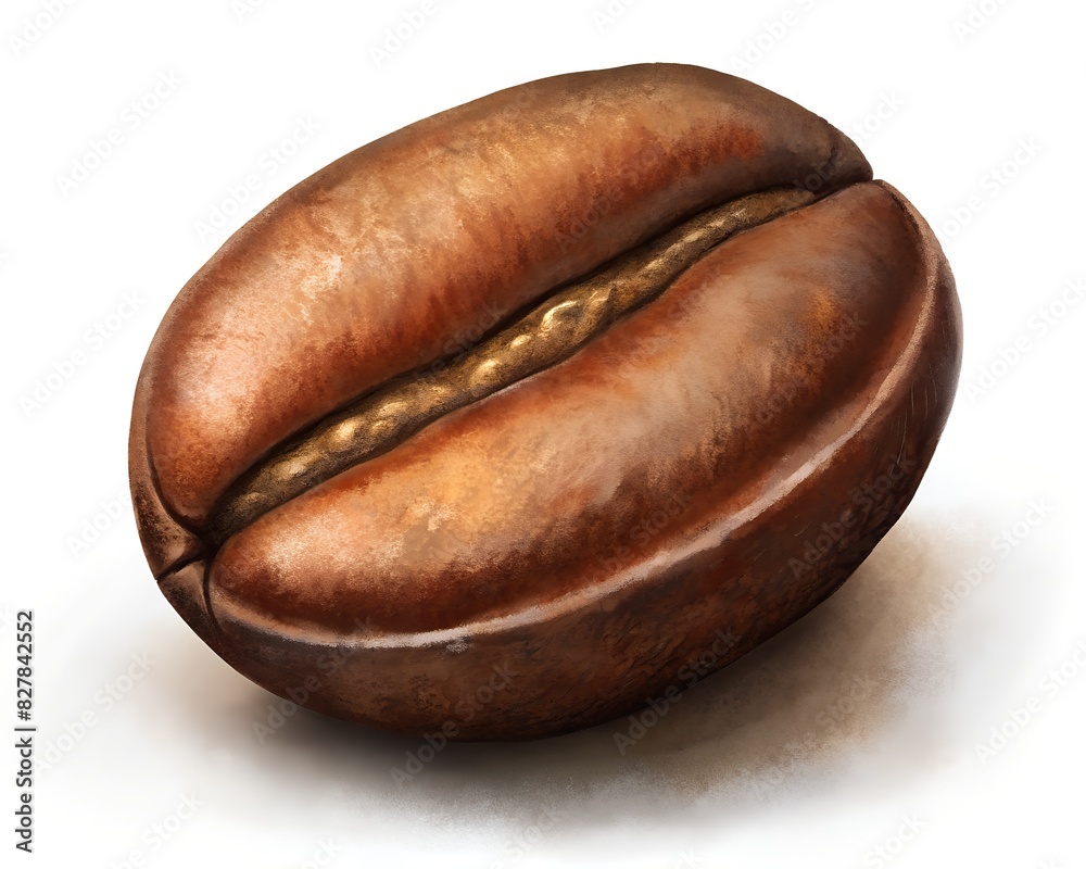realistic illustration of single rich brown coffee bean isolated on white background realistic illustration of single rich brown coffee bean isolated on white background