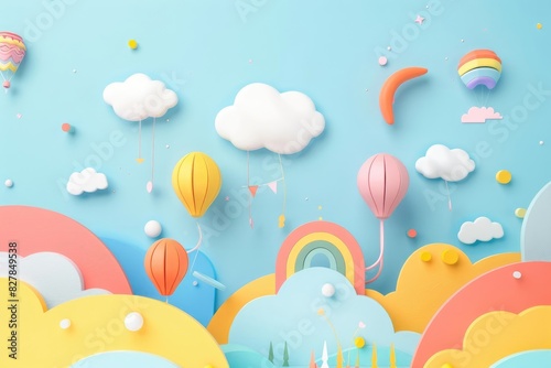 A creative collage template with a playful theme, perfect for children's photos, including fun shapes, bright colors, and cartoon elements.