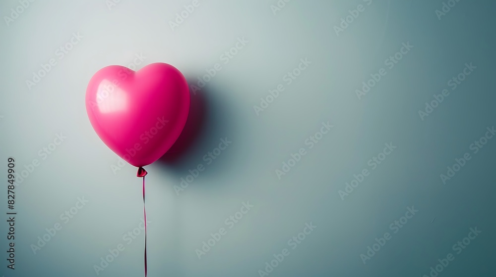 Pink heart-shaped balloon floating on a white surface.