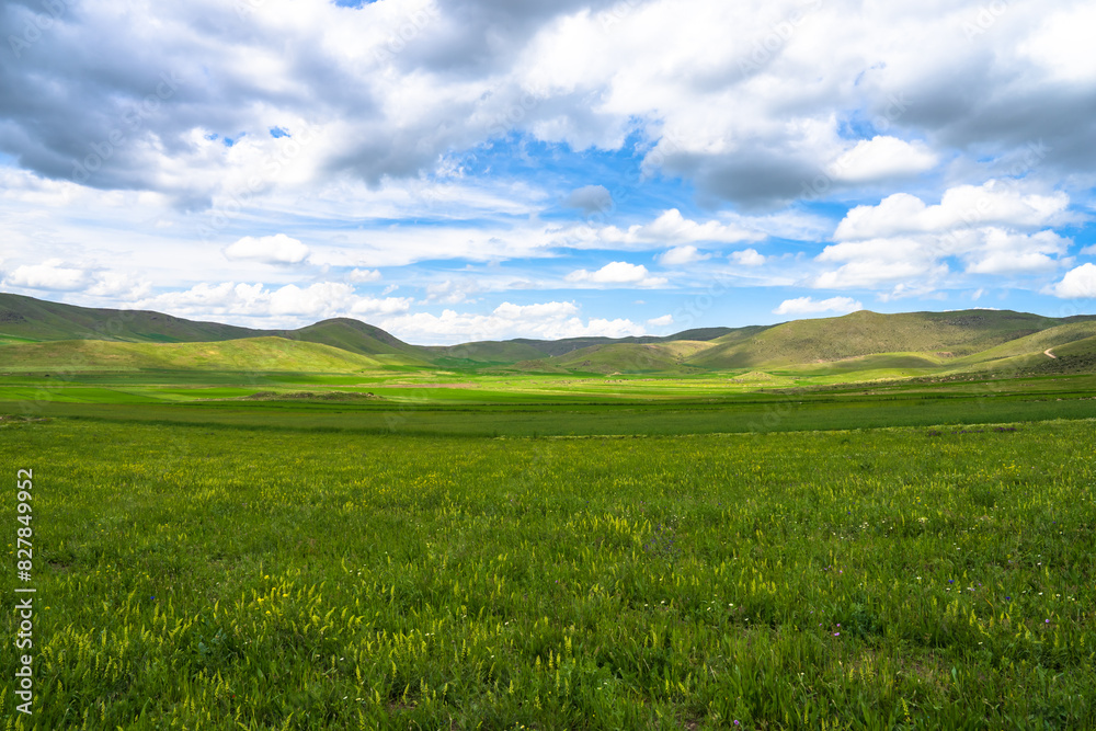 Green landscape, mountains, spring nature Green landscape, mountains, spring nature