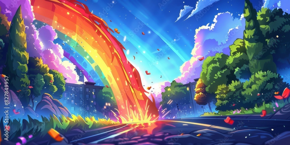 Fototapeta premium A Rainbow Painting in the Sky. Generative AI