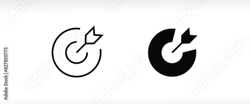 target icon. dart board. archery board. dartboard vector icon. Grey aim, arrow, Idea concept, perfect hit, winner, target goal icon. Success abstract pin logo