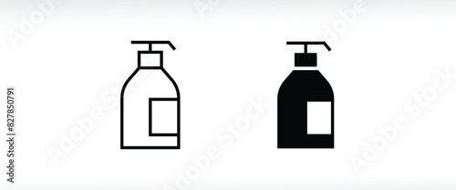 dispenser bottle. Hand sanitizer liquid soap. hygiene procedure, disease prevention. antiseptic alcohol gel . Healthcare wash hands line and flat icons set, editable stroke isolated on white, linear