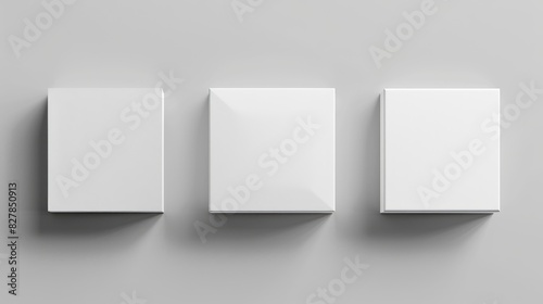 Four blank packaging designs on a white backdrop photo