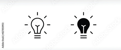 Light Bulb icon vector set, isolated on white background. Idea sign, solution, thinking concept. Lighting Electric lamp. Electricity, shine. editable stroke and Flat graphic design, Web site