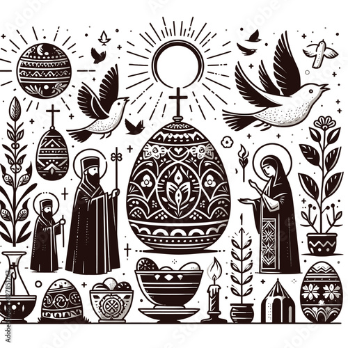 Russian orthodox church day vector in white background 