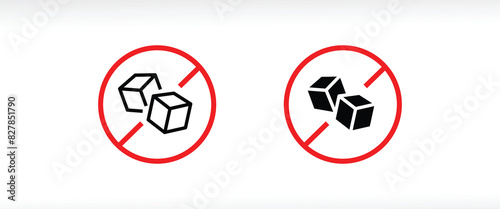 No Sugar free, sugar cubes,  no sugar added product package line and flat icons set, editable stroke isolated on white, linear vector outline illustration, symbol logo design style