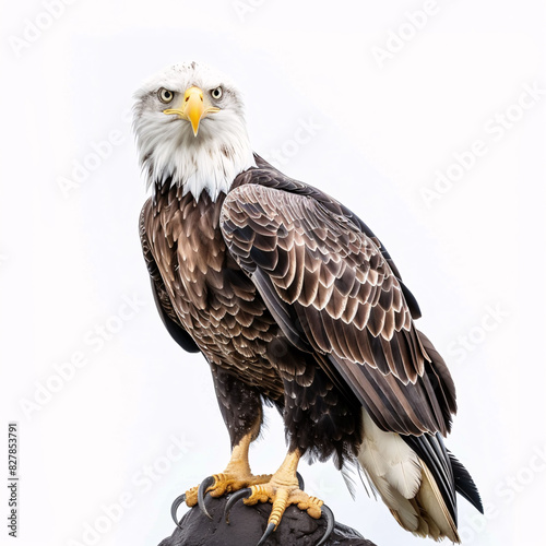 American Bald Eagle on white and black background 